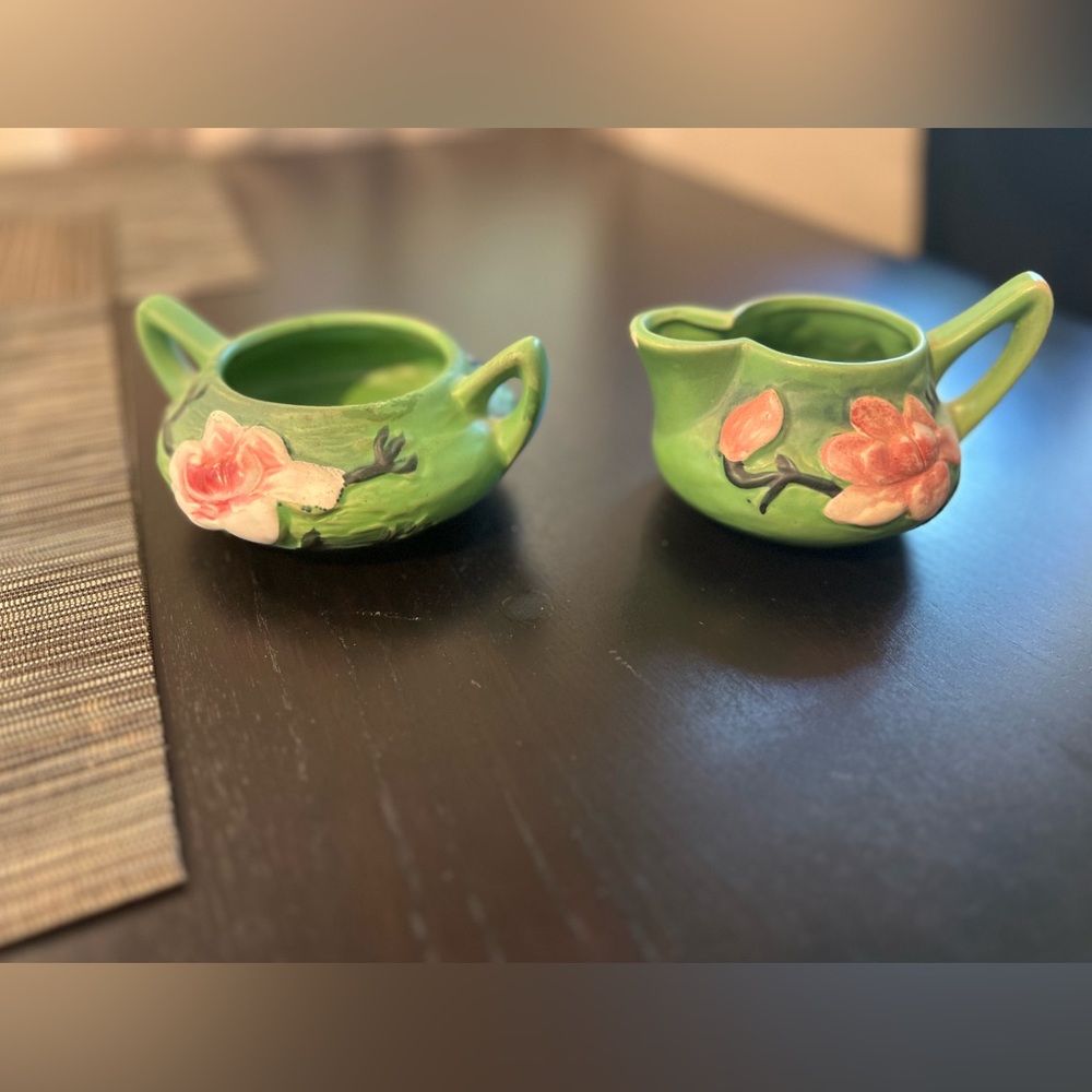 ROSEVILLE CREAMER AND SUGAR BOWL